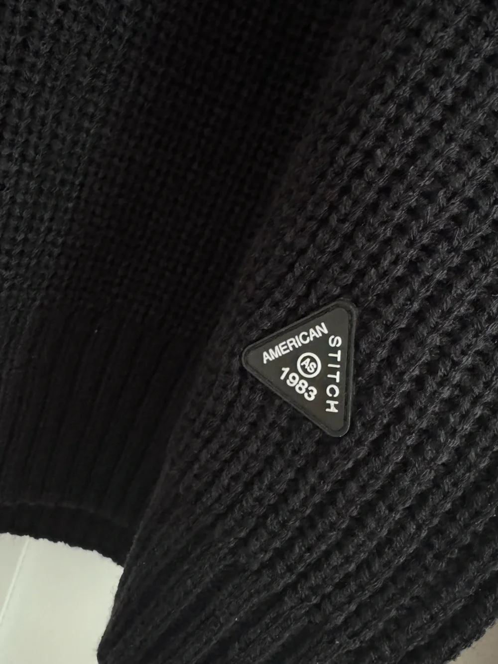 American Stitch Men’s Black Ribbed Half-Zip Sweater with Chest Flap Pocket